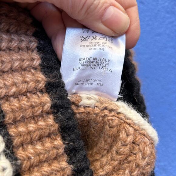 Balenciaga Paris Chunky Knit Lambswool Blend Striped Peplum Cardigan Sweater - Picture 7 of 8